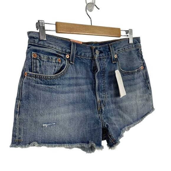 Levi’s 501 Roadside Blues Cut Off Button Fly Shorts 100% Cotton Distressed 29 - Picture 3 of 13